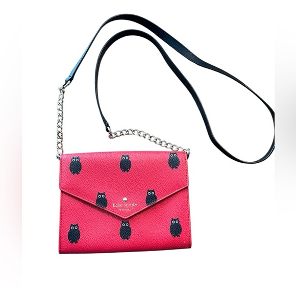 Kate Spade Red Hawthorne Lane Owls Mini Crossbody Bag - Picture 1 of 9